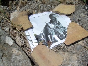 A picture of Bruce marks the spot where his ashes are buried